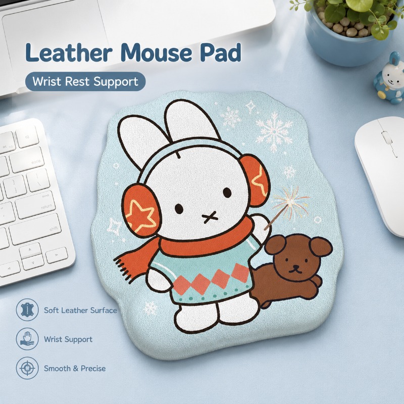 애니메이션 미피 가죽 마우스 패드, 손목 받침대 포함, - Laptop Accessories Design 리뷰 및 가격