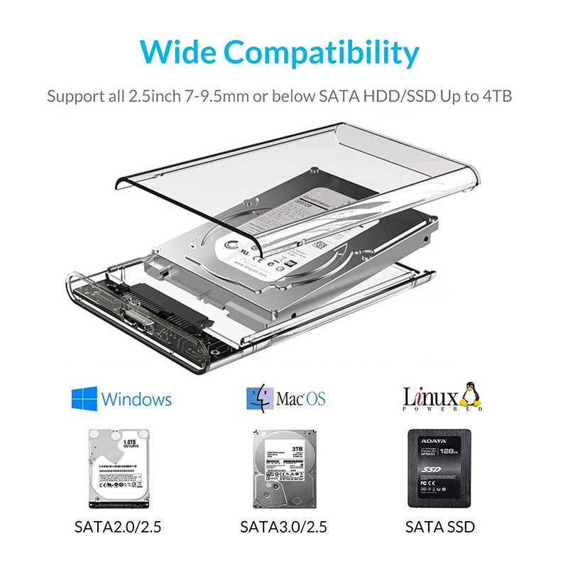 USB 타입 C 투명 2.5인치 외장 스토리지 케이스  - Laptop External Accessories 리뷰 및 가격