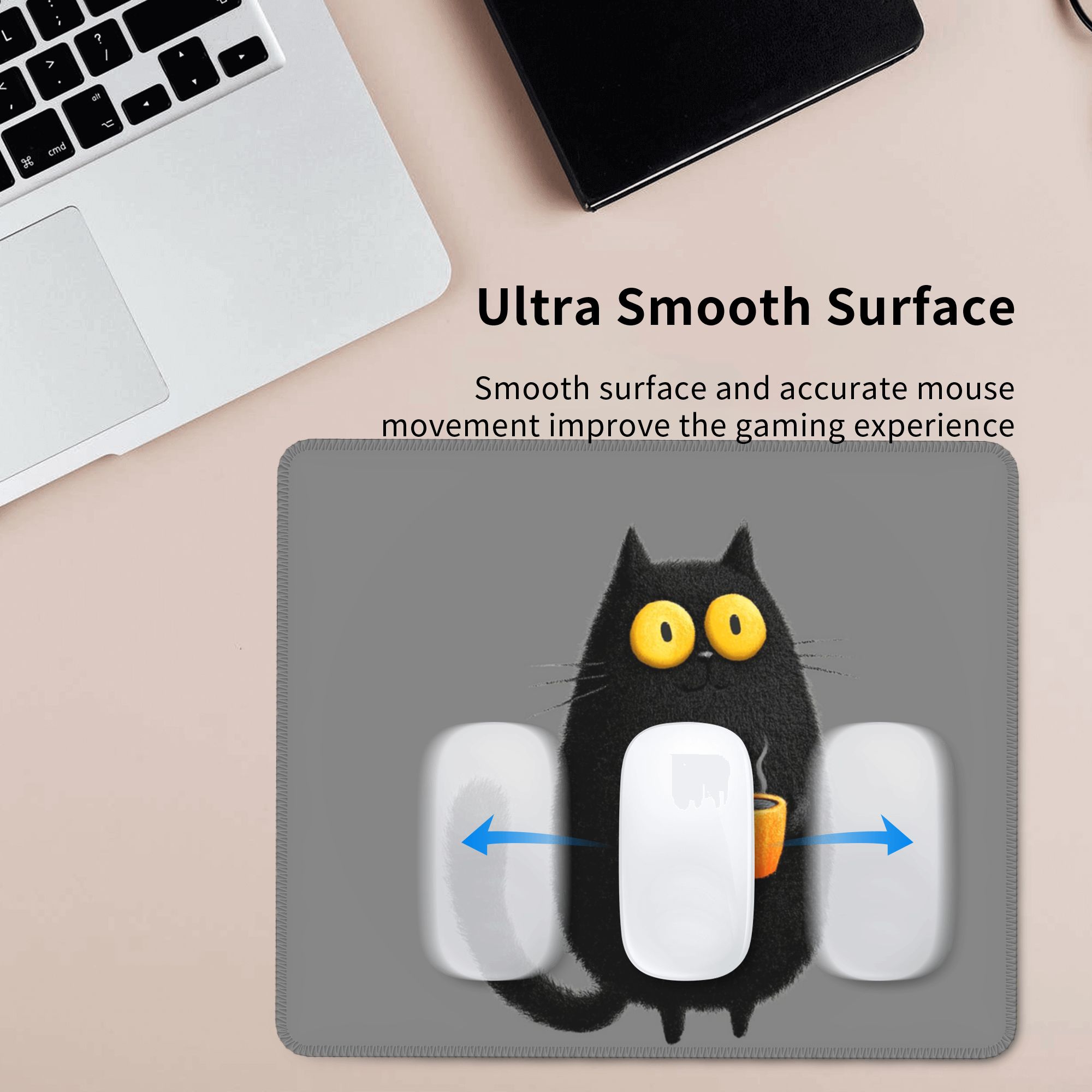 귀여운 검은 고양이 커피 디자인 마우스 패드 컴퓨터 키 - Laptop Accessories Design 리뷰 및 가격