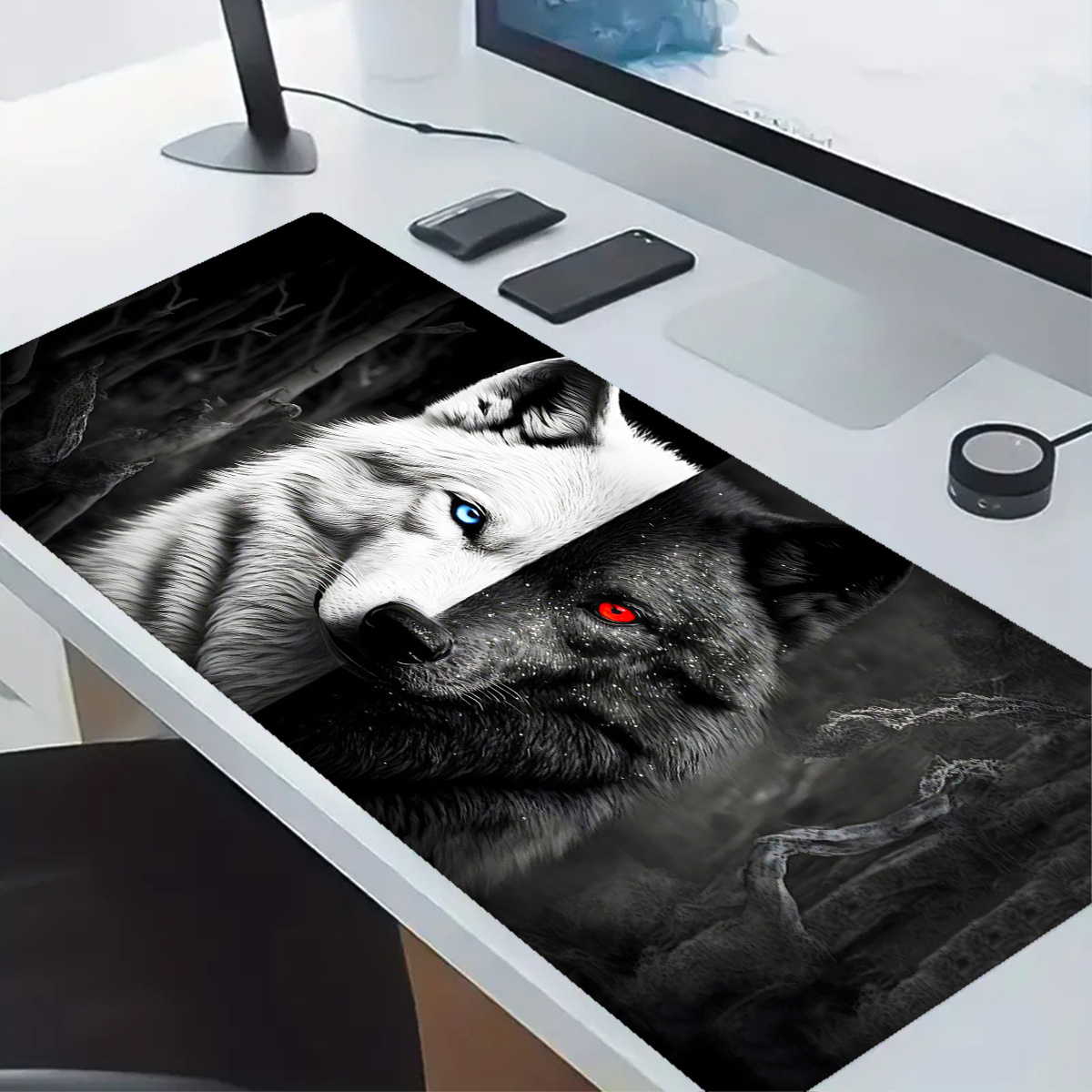 대형 게임용 마우스 패드 흑백 늑대왕 디자인 미끄럼 방 - Laptop Accessories Design 리뷰 및 가격