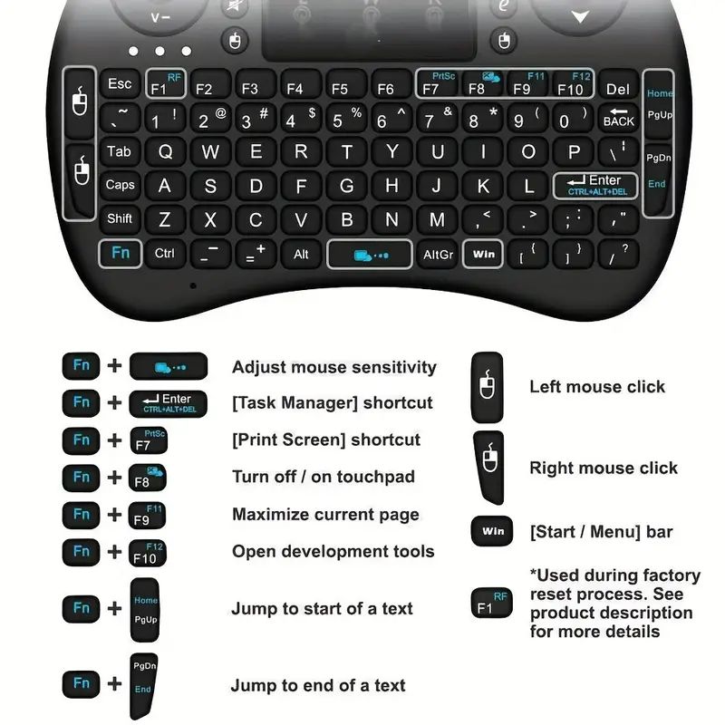 미니 무선 키보드 2.4GHz 백라이트 없음 마우스 터 - Laptop External Accessories 리뷰 및 가격